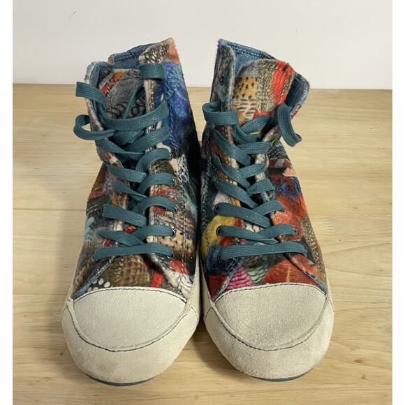 Desigual High Top Sneaker Patchwork Feather Women SZ 40 Bubblegum 26KS413 - Picture 4 of 6